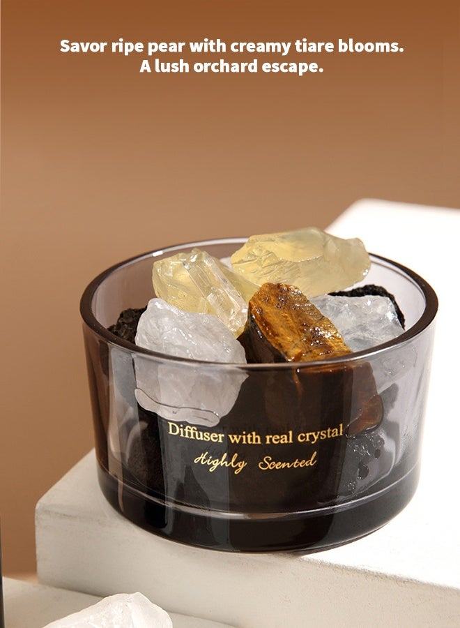 Beautiful Flame-Free Crystal Aroma Diffuser Stone Set with British Pear Lily Essential Oil, Light Yellow Stones Home Fragrance Gift Box, Long Lasting Fresh Scent for Living Room​ - Image 4
